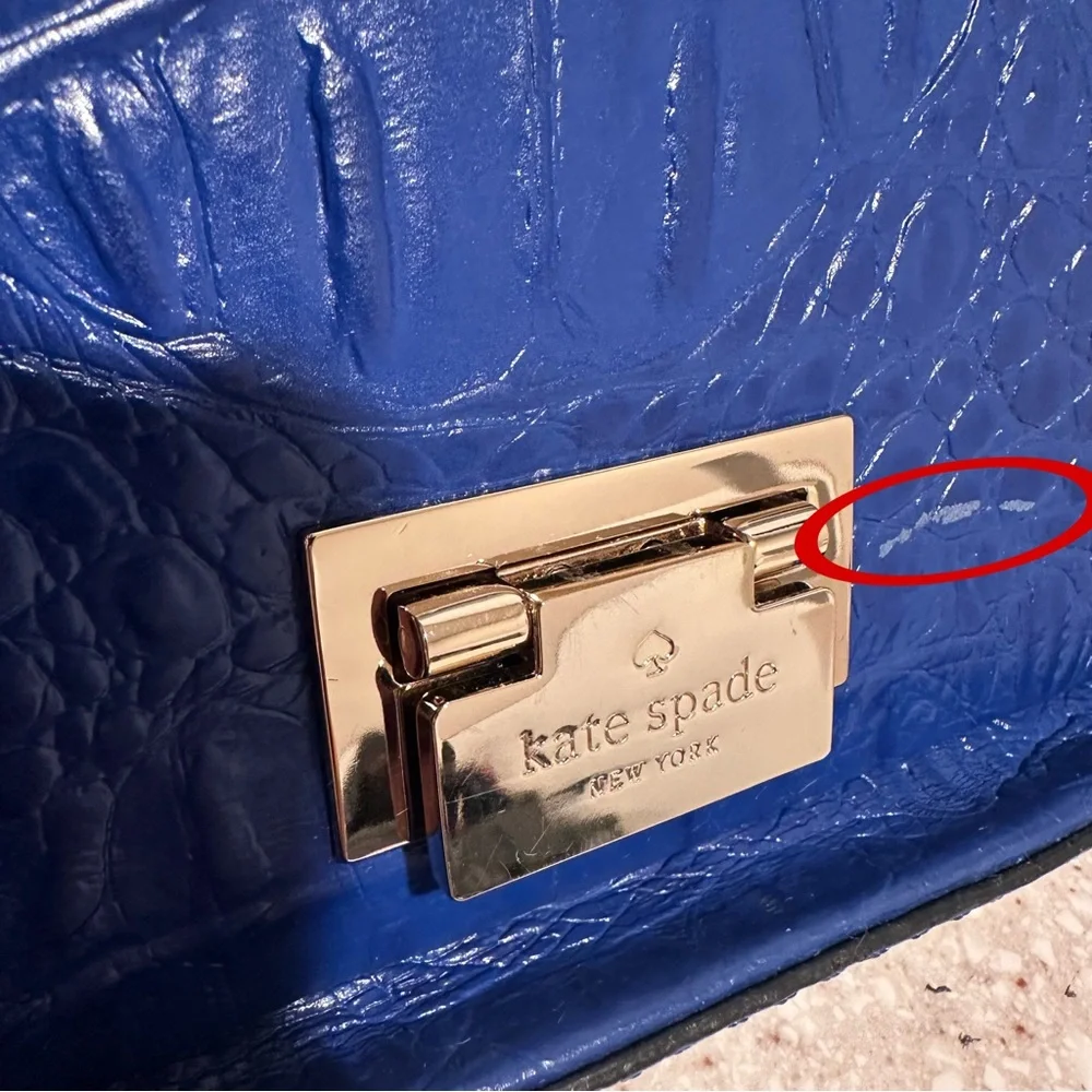 Kate Spade New York Rialto Place Sally Crossbody Bag Blue Crocodile Embossed GUC